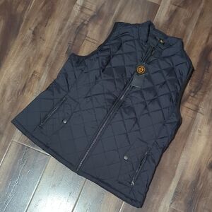 Black Quilted Vest with Zip Closure